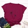 Summer Round Neck Dandelion Printed Top Fashionable Casual Pure Cotton Short Sleeved Women's T-shirts