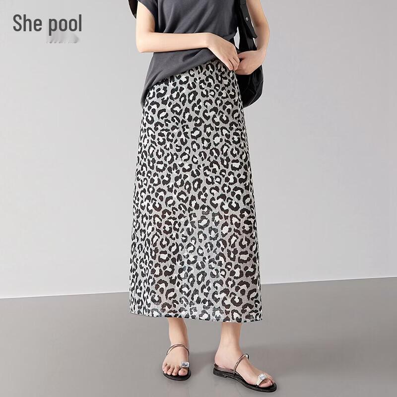 Women s Leopard Print High-Waist Midi Skirt XL