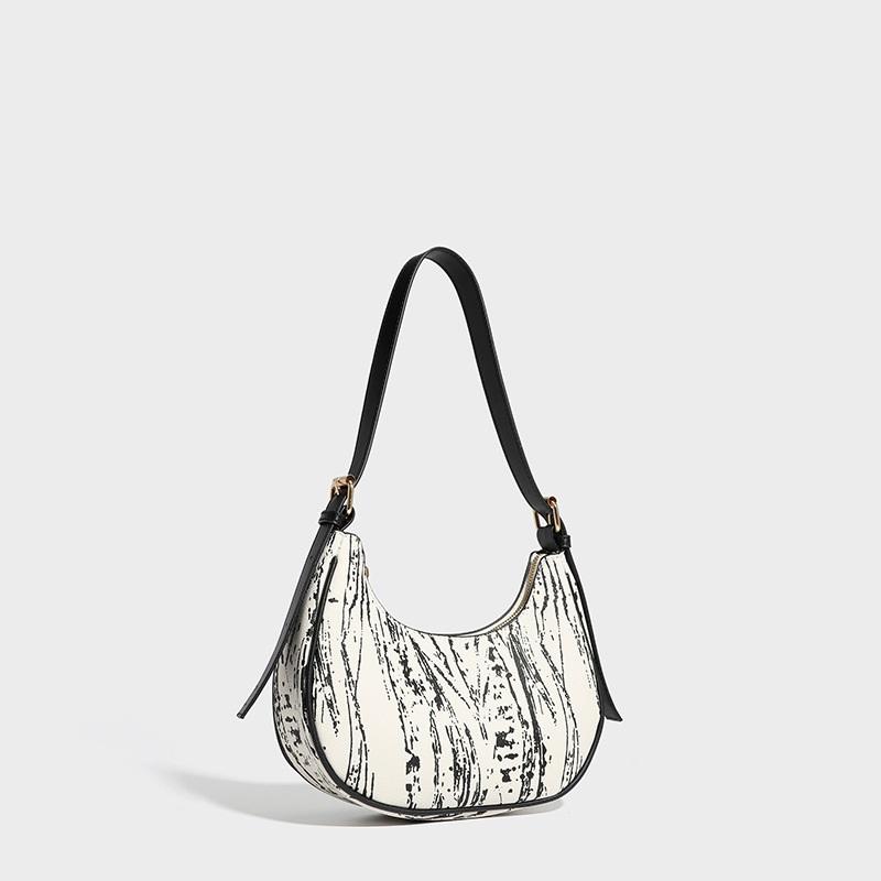 Trendy High-End Moon Shape Underarm Shoulder Bag, Elegant Portable Handbag Wholesale For Ladies Daily Matching