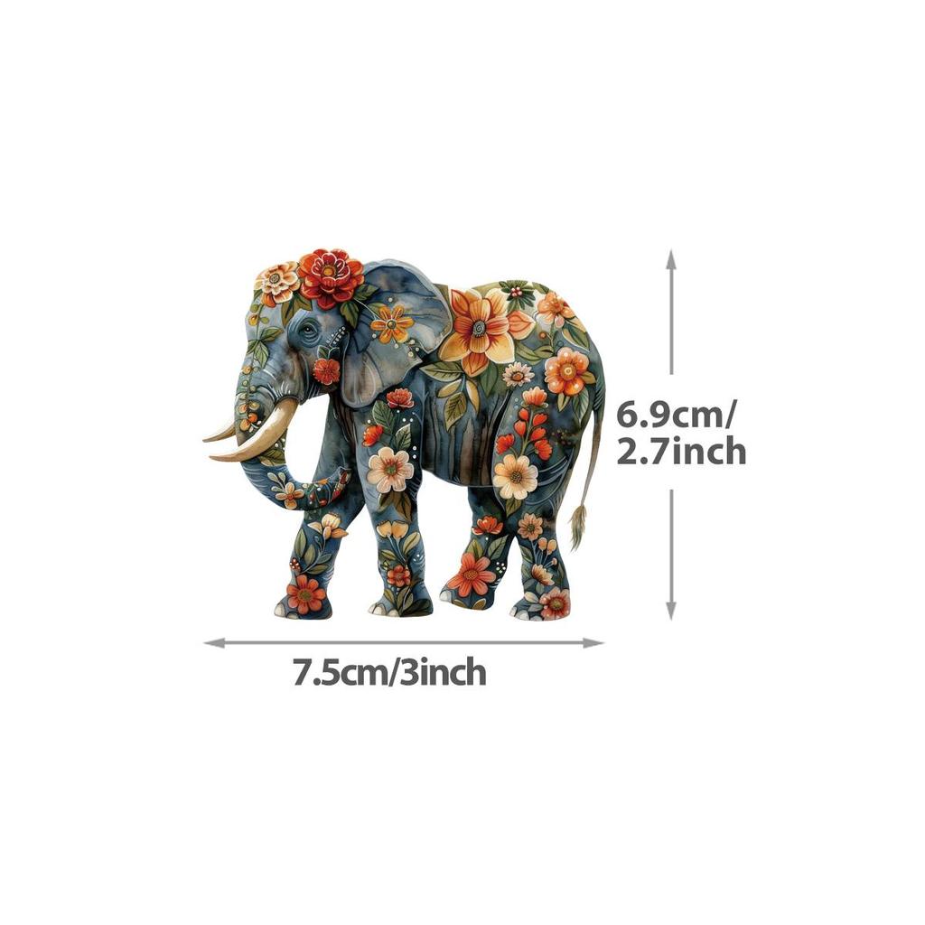 Iron On Patches Elephant With Flowers Diy Parches Ropa Clothes Stickers T-Shirt Hoodies Heat Press Appliqued Stickers For Cloth