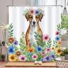 watercolor flowers and plants dog animal shower curtain Print polyester waterproof bathroom curtains with hook decorate curtain