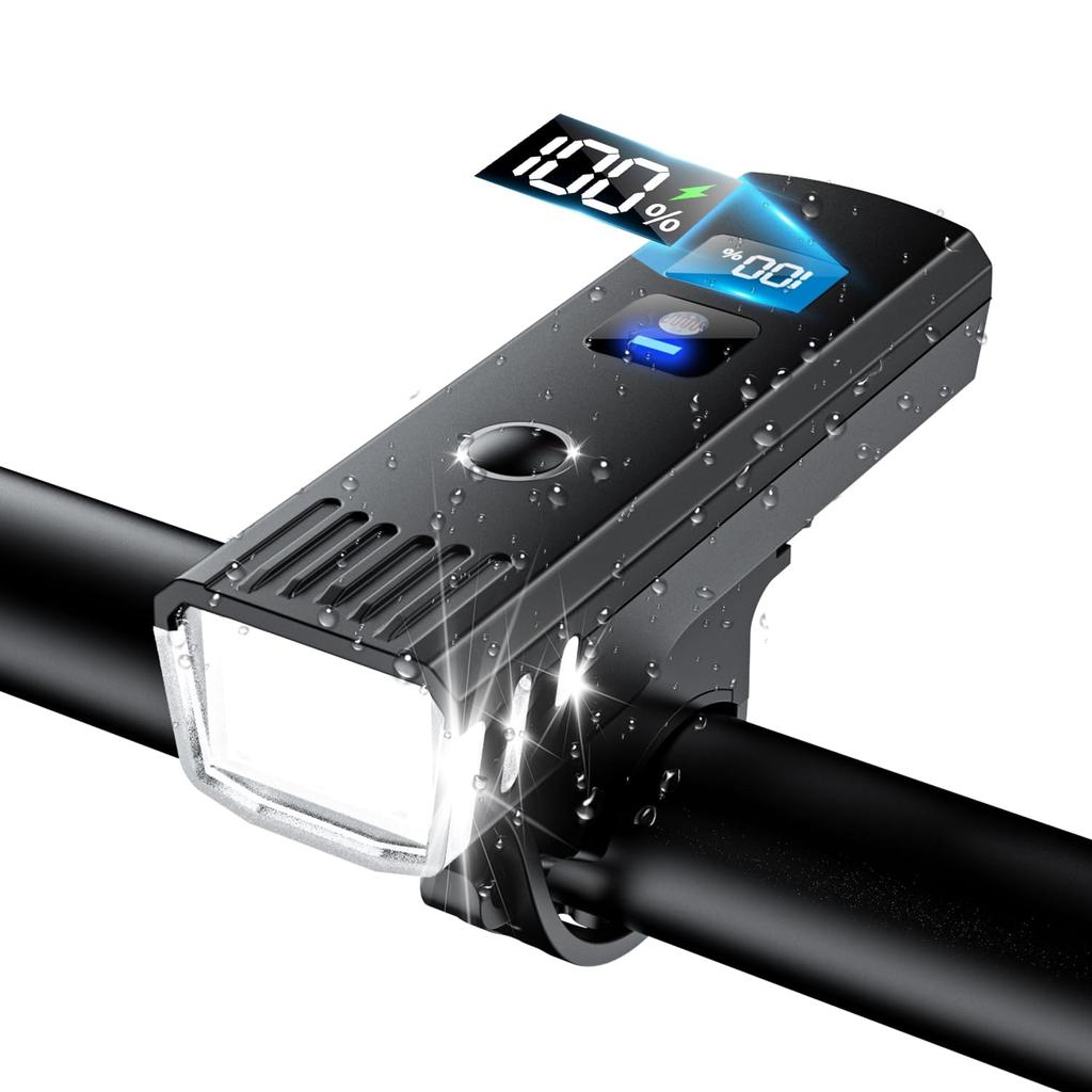 Enhanced Edition Digital Bicycle Light with Light Automatic High Brightness 1800 IPX7 Waterproof and 4 Lighting Bicycle Headlight for Cross Bikes and
