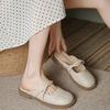 Retro Summer Half Slippers Children Spring and Summer Outer Wear Heelless Small Leather Shoes Versatile Lazy Sandals Half Support Single Shoes