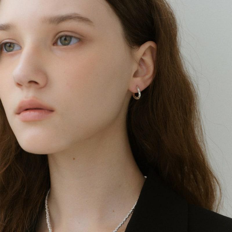NORMALLEE [Silver 925] Curve Line One-touch Earrings
