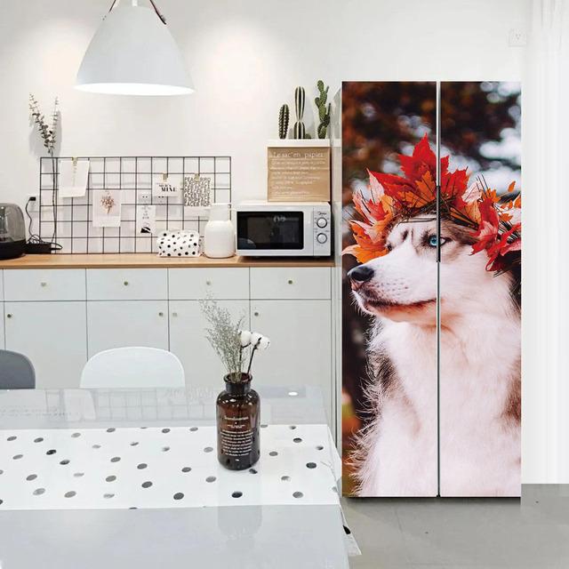 Water Droplets Geometry Line Pattern Self-Adhesive Refrigerator Freeze Sticker Kid's Art Fridge Door Cover Wallpaper Teenager 3D