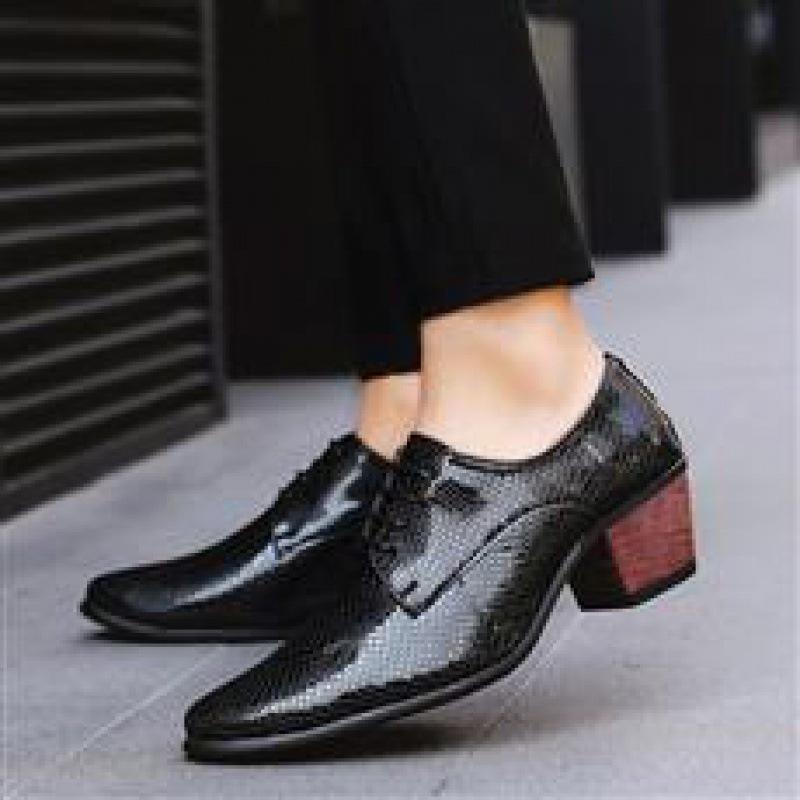 

Men s heightening shoes British pointed hair stylist leather shoes leathershoes 38 чёрный