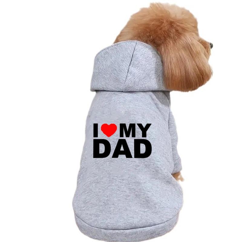 

Толстовка с капюшоном для собак I Love My Dad Dog для маленьких и средних собак, пальто для щенков и кошек, одежда для чихуахуа, французских бульдогов XL серый