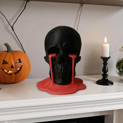 Topiące się łzy Dekoracja czaszki Odważna Kanciasta Rzeźba ludzkiej głowy Ozdoba czaszki drukowana 3D na stół do domu Półka na książki Dekoracja cmentarna