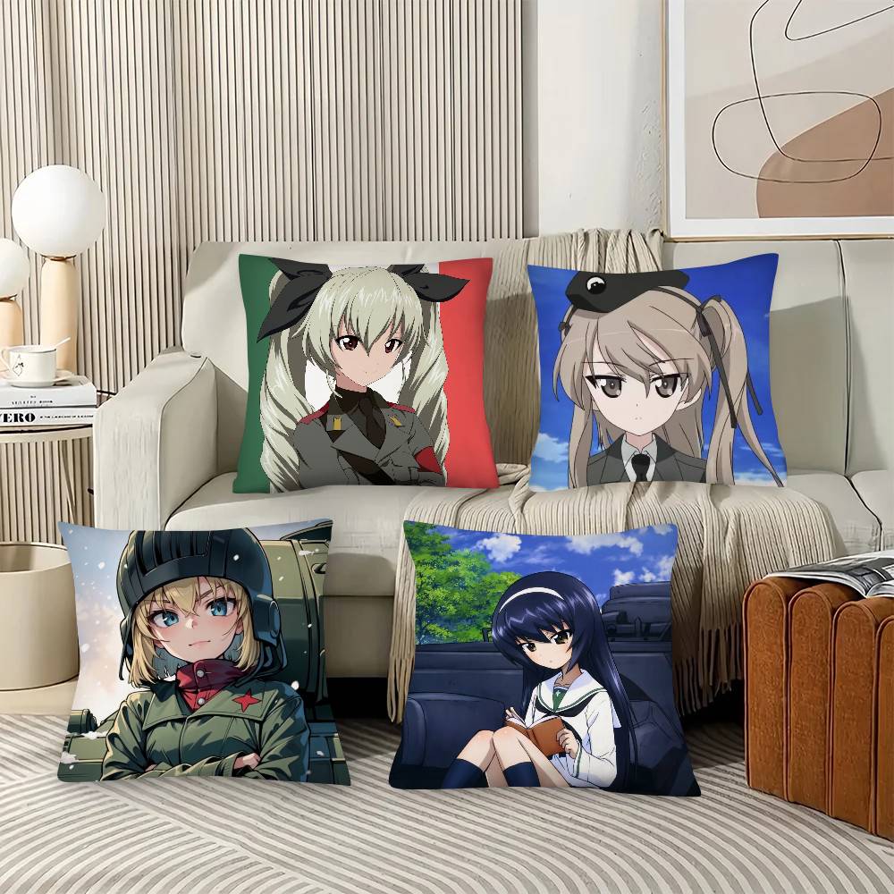 1pc Anime Girls Und Panzer Der Film Pillow Case Fashion Square Pillowcase Bedroom Sofa Room Ins Decoration Leisure