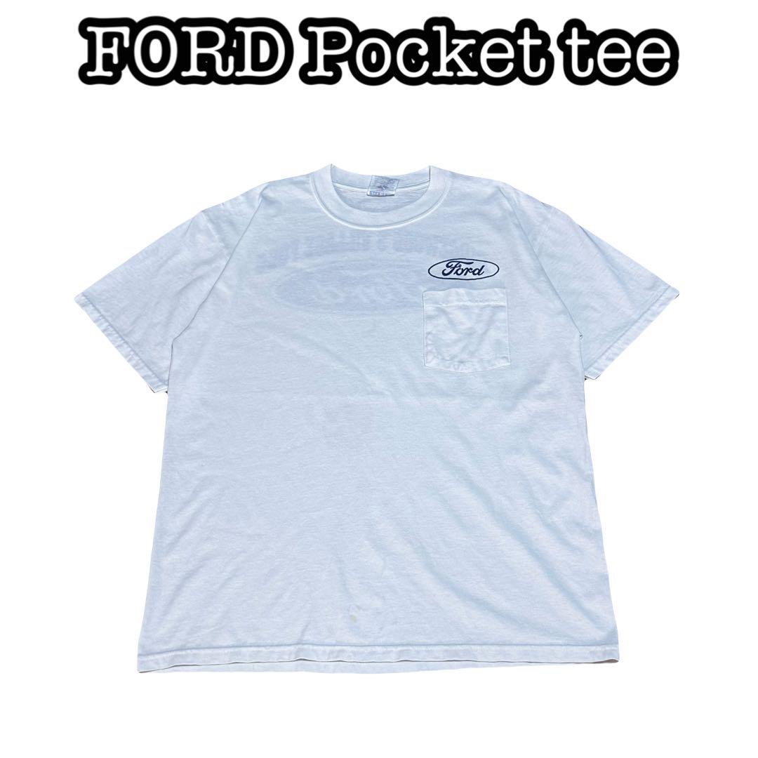 

[USED] FORD Pocket TEE, double-sided print, rare logo, archive, white, L