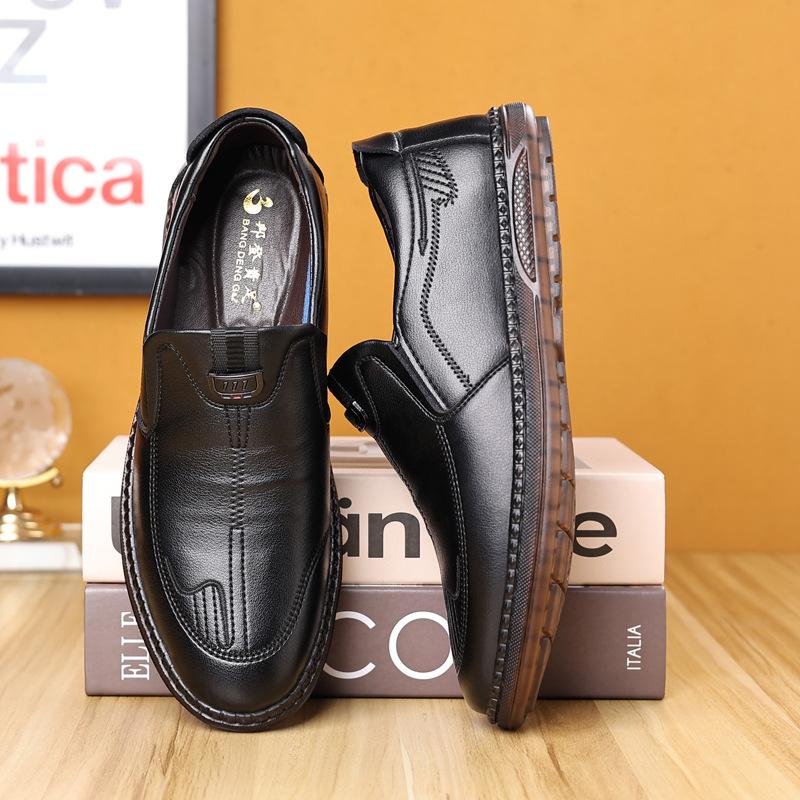 

Men s shoes trend autumn new beef tendon soft sole non-slip shoes men s British style versatile foot casual leather shoes men 38 чёрный