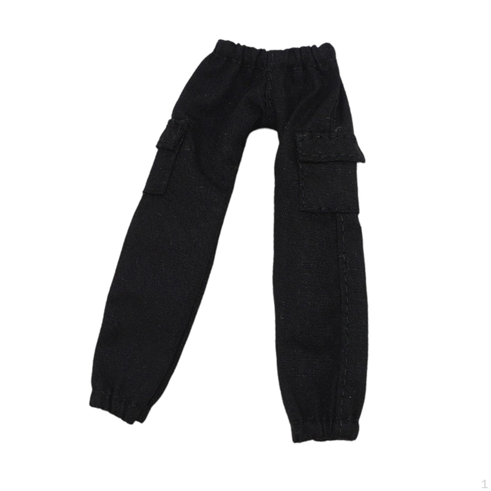 

1/12 Action Figure Pants Doll Clothes Cargo Loose Fit Trendy Workwear for Collectible Model 6 чорний