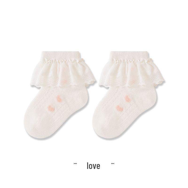 

Spring & Summer Lace Mid-Calf Baby Socks - Seamless Mesh Dance Style for Girls XS 0-6 months