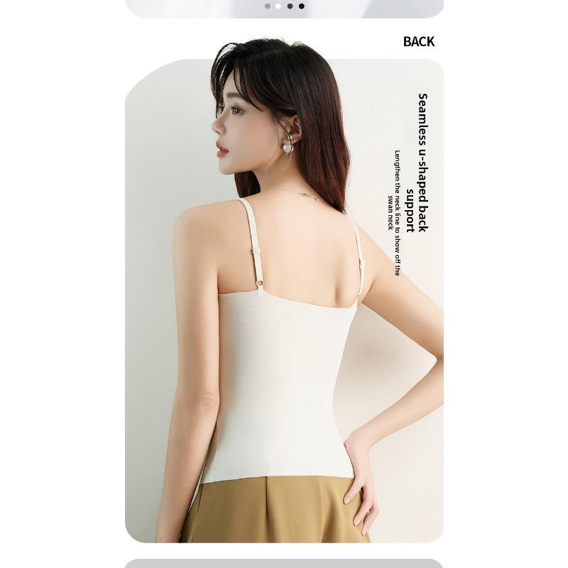 Damen Lang Schönheitsrücken Camisole, Feste Cups Hautfarbe Nahtlos Große Größen Basis Tanktop