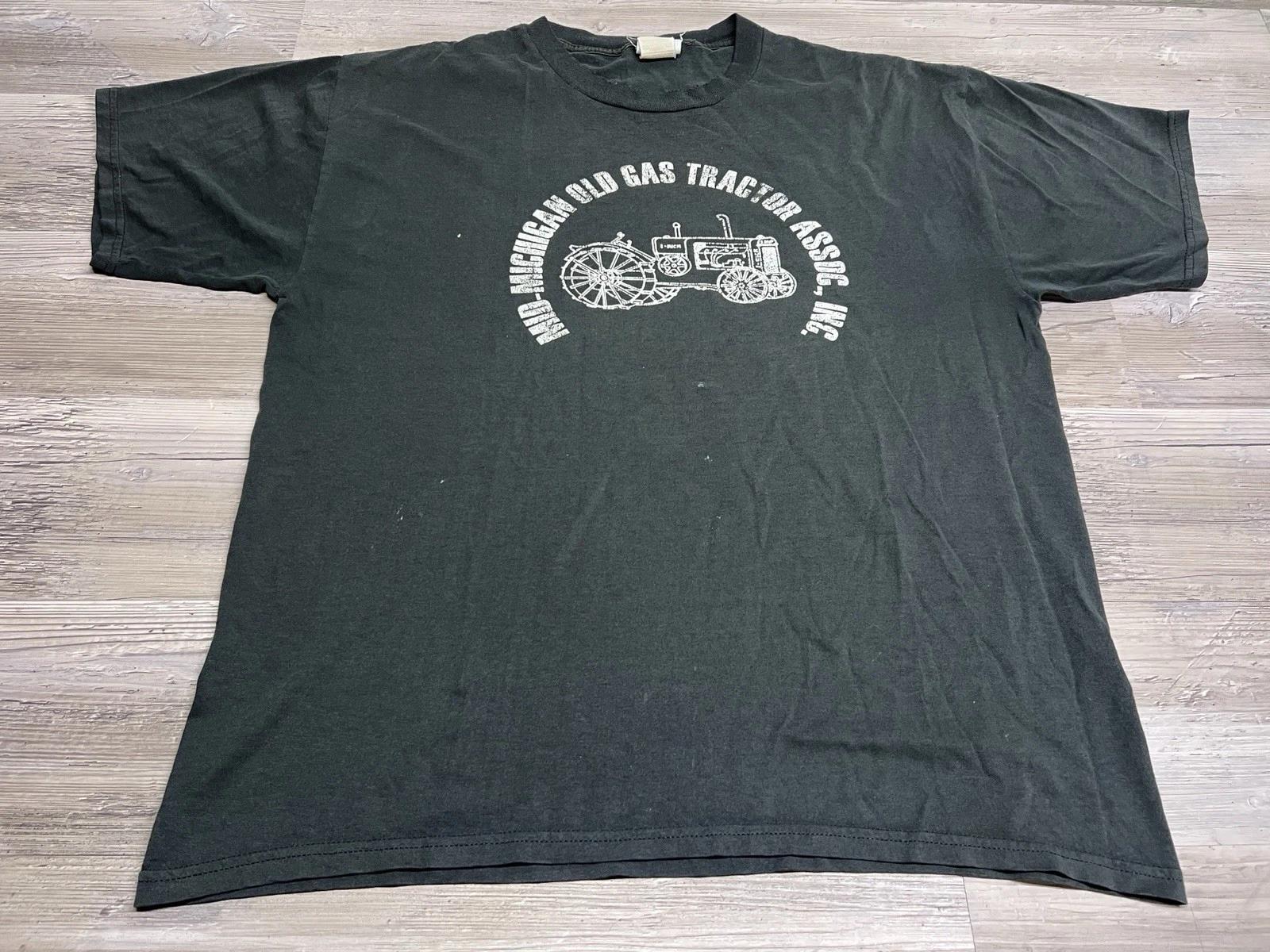 

Vintage Sun Faded Farmer T-Shirt Mid Michigan Gas Tractor Assoc Black Mens Sz XL 2XL