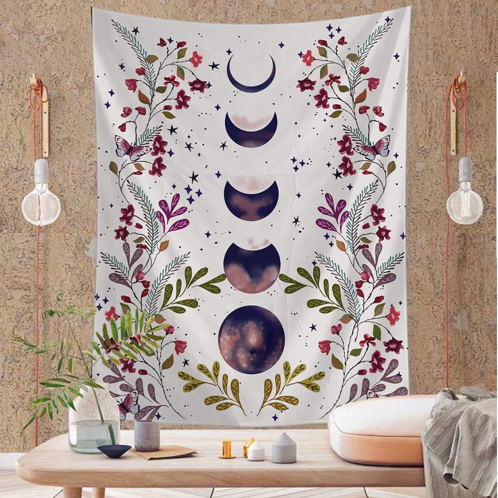 Ins Tapiserie cu flori psihedelice agatat pe perete Boemia Moon Garden Dormitor Pânză de fundal Decor acasă