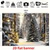 2D Christmas Snowy Forest Backdrop Warm Lights Photography Background