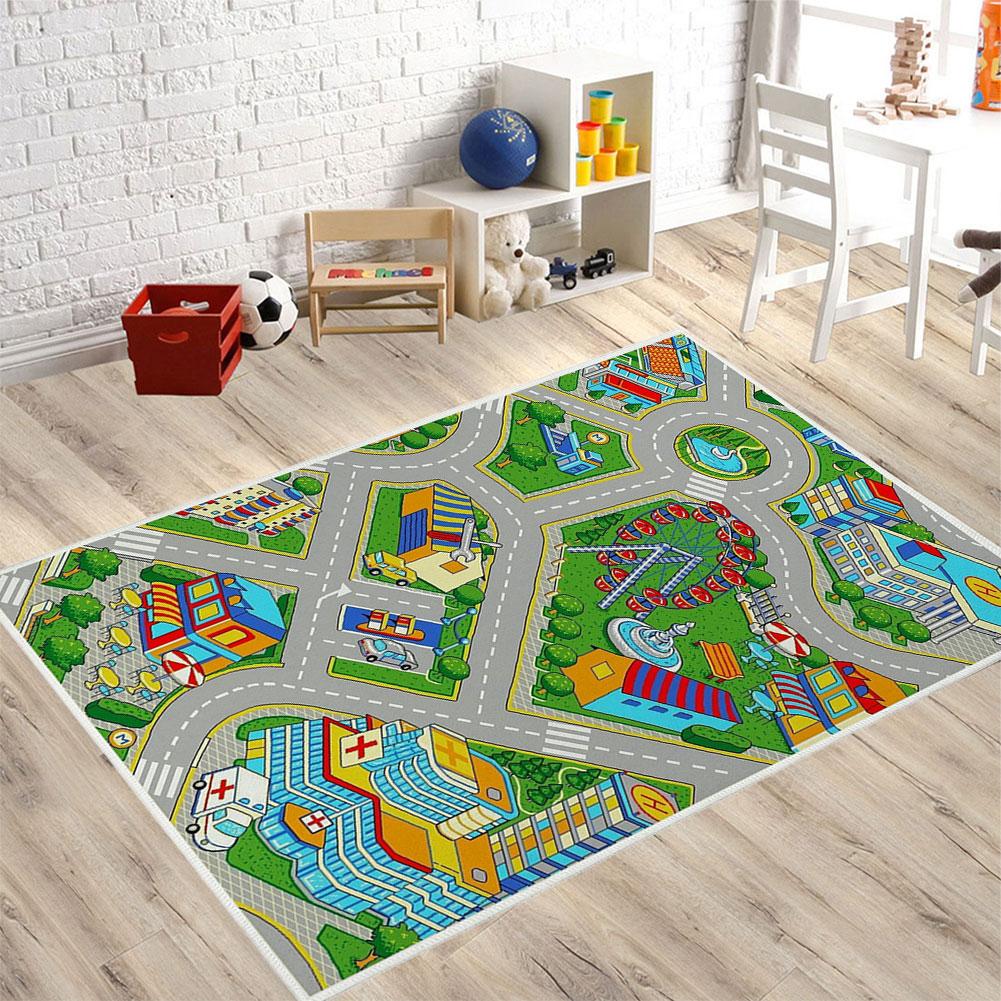 Child Playmat Highway Simulated City Traffic Playroom Area Rug,Carpet for Home Living Room Bedroom Sofa ,kids Non-slip Floor Mat