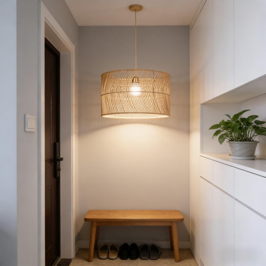 JOYINLED Retro Rattan Pendant Lamp Vintage Vine Pendant Light for Dining Room Bedroom Kitchen Japanese Style Handmade Chandelier