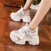 Thick-soled Dad Shoes Women's Autumn New Rhinestone Versatile Fried Street Sports and Leisure Shoes Inner Height-increasing Women's Shoes