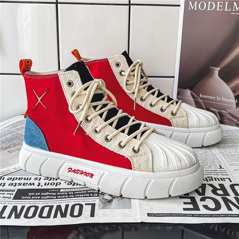 Frühling Herbst Herren High Top Sneakers Atmungsaktive Designer Canvas Sneakers Mann Lässig Hip Hop Canvas Schuhe Männer Skateboard Schuhe