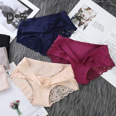 Dames Onderbroek Middenhoge Taille Kantrand Billenbedekkend Naadloos Effen Kleur Elastisch Ondergoed Comfort Dagelijks Sport Slips