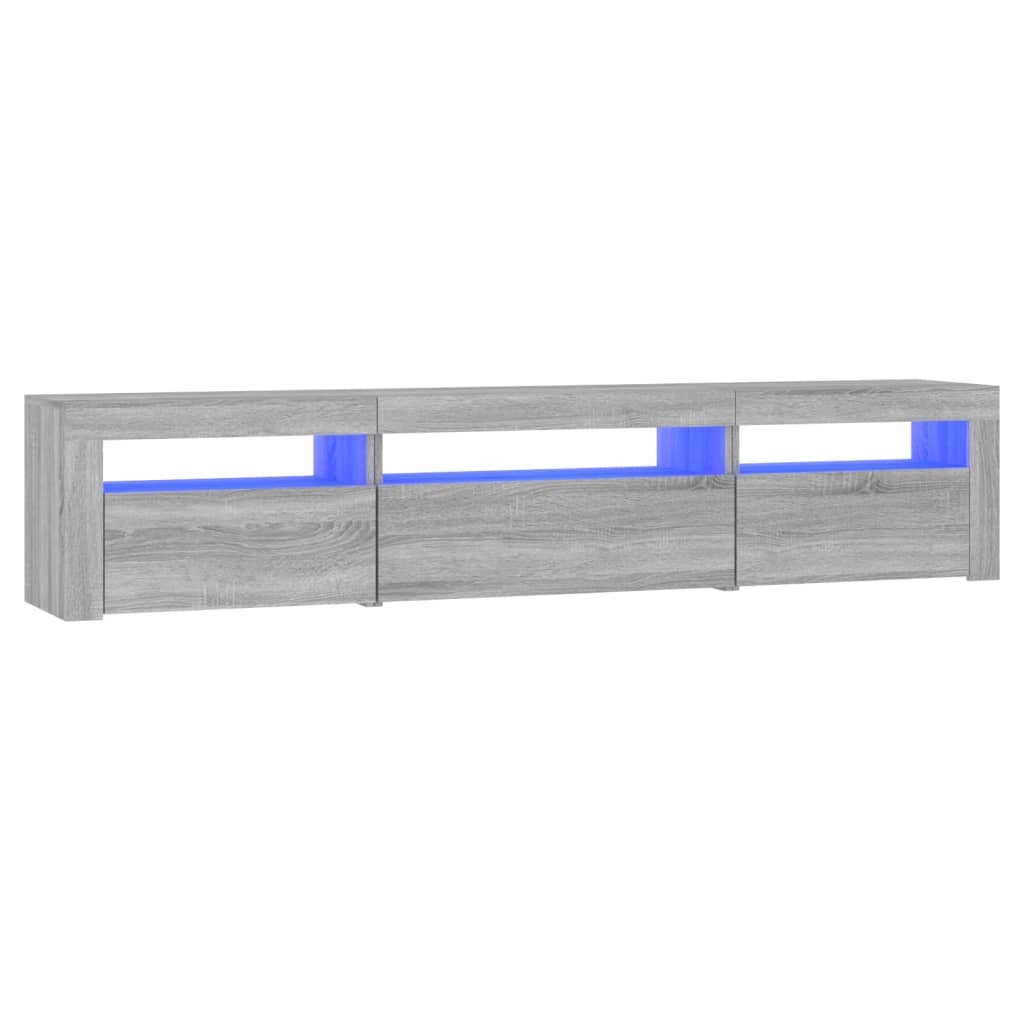 Vidaxl TV Stand with LED Lighting, Sonoma Oak Grey, 195x35x40 Cm