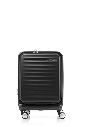 American Tourister Frontec Spinner 54/19 Expandable Suitcase, Carry-on Size, 38L, 54cm, 3.1kg, 25cm, Jet Black, One Size