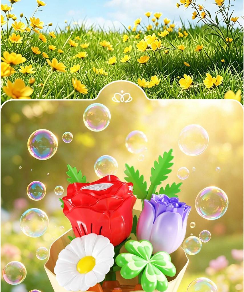 Automatic Flower Bubble Machine with Lights - Cute and Exquisite Children's Toy Gift