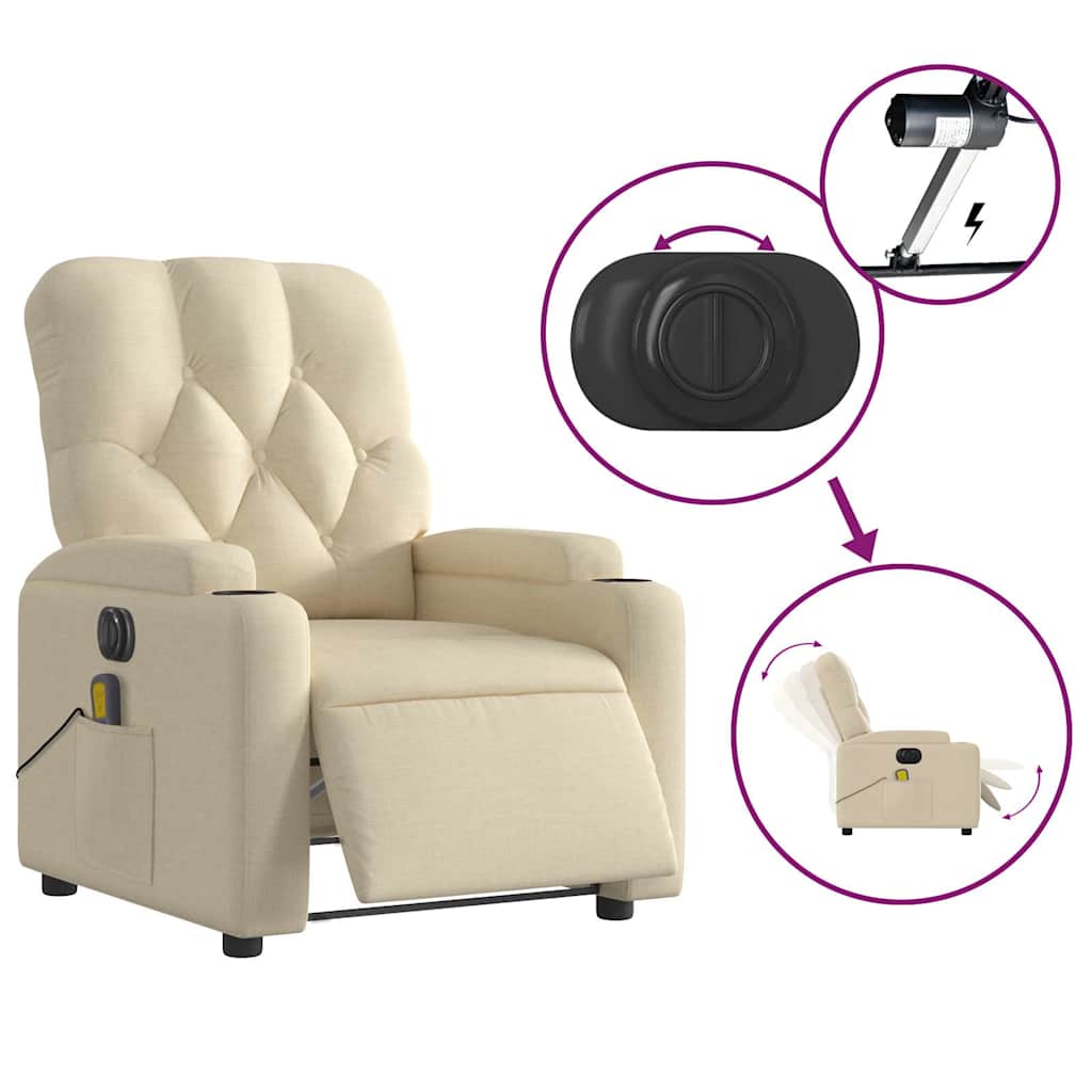 Electric Massage Chair Cream Fabric