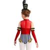 Girls Circus Costume Set Sequins Mock Neck Sleeveless Jumpsuit Press Buttons Metallic Oversleeve Top Hat