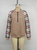 2025 Retro Plaid Patchwork Zipper Hoodie Cardigan