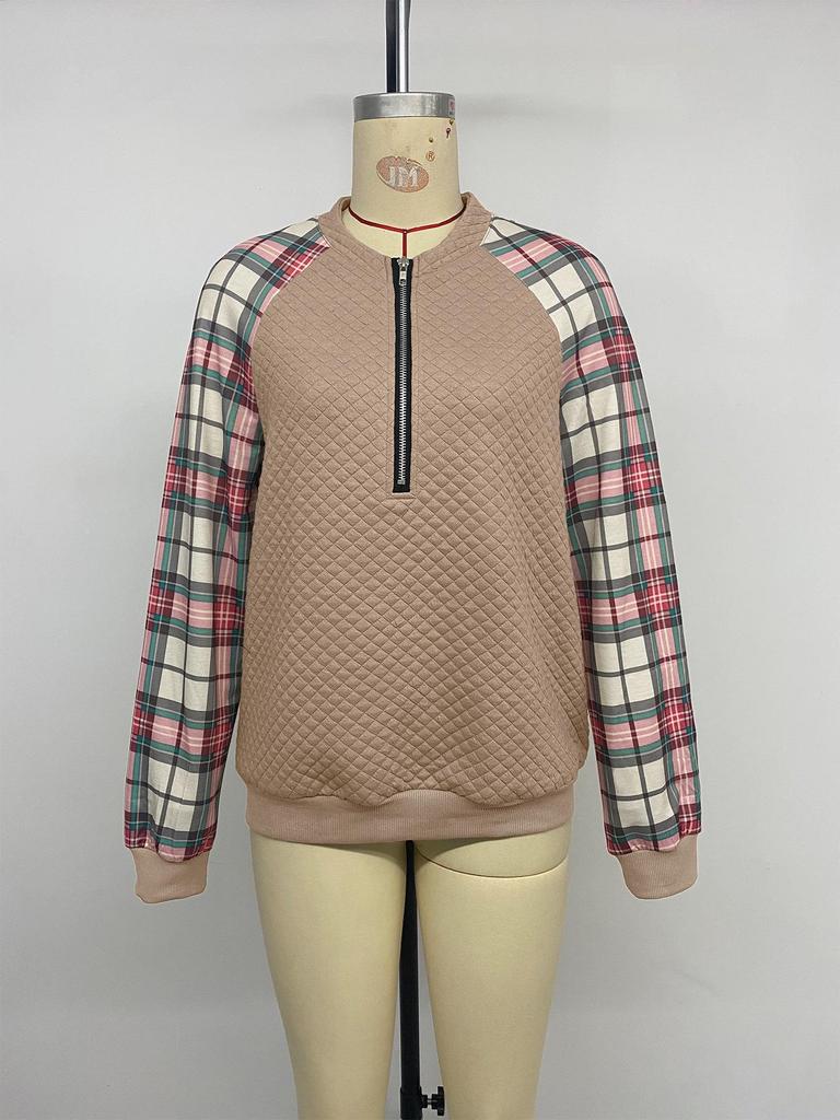 2025 Retro Plaid Patchwork Zipper Hoodie Cardigan