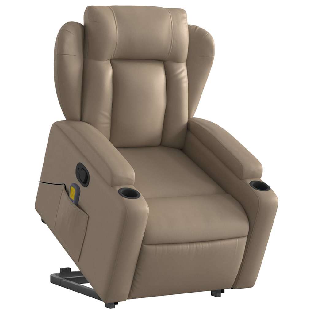 Recliner with Lift Function Cappuccino Faux Leather