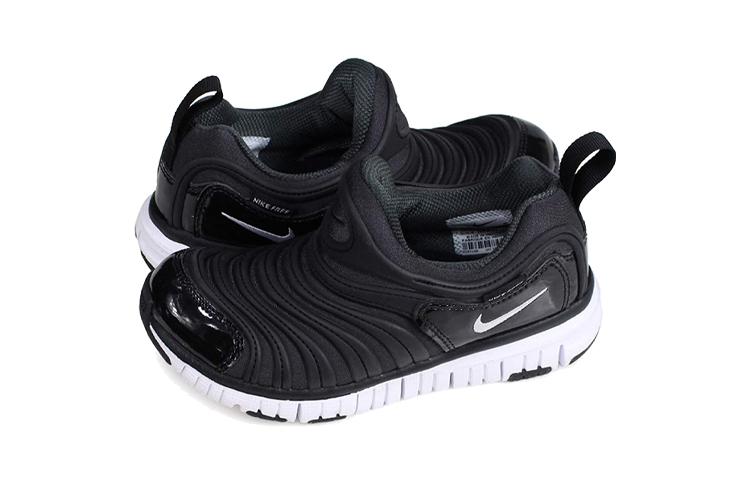 Nike Dynamo Free Slip on Cushioning Breathable Low top Kids Lifestyle Shoes Black Infant And Toddler 343738-013