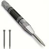Automatic Center Punch 5 Inch Heavy Duty Steel Spring Positioning Punch with Adjustable Tension Glass Window Breaker Tool