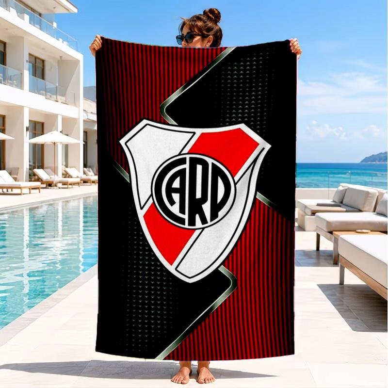 Asciugamano da Spiaggia Emblema River Plate, Asciugatura Rapida, Facile da Curare, Adatto sia per il Fitness che per le Vacanze al Mare, Essenziale Sportivo