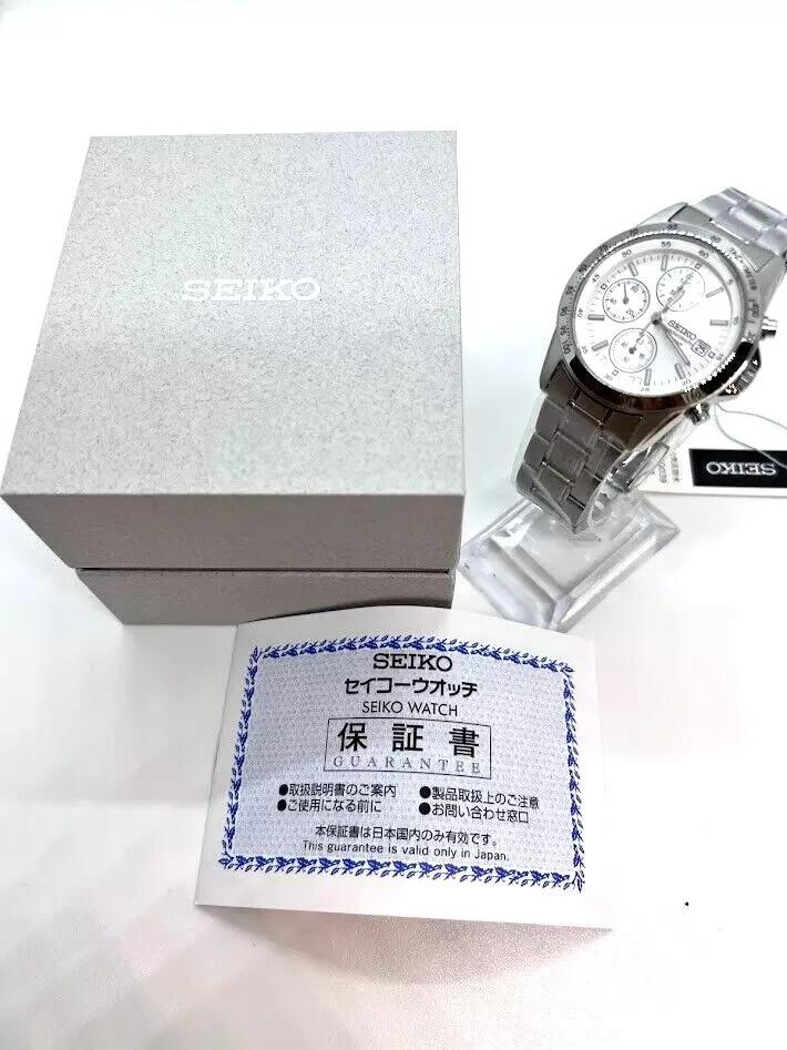 Seiko SBTQ039 Chronograph Watch Quartz White Dial Round Shape 38.5 mm 198mm