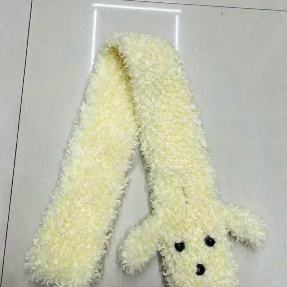 Cute Puppy Shape Plush Neck Warmer Faux Rabbit Fur Fashion Neck Scarf  Winter Outfit Styling