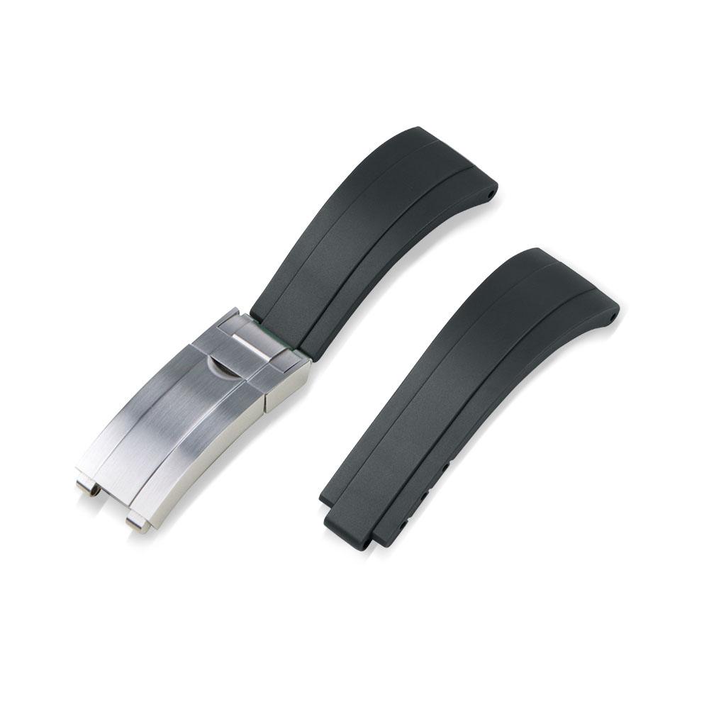 Rubber Watch Strap for Rolex Yacht Daytona Submarine Black Green Water Ghost  Stainless Steel Folding Buckle Wristband Belt 20mm