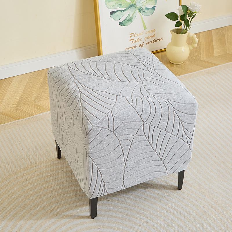 Copri Pouf Jacquard Foglia - Poggiapiedi Divano Casa e Hotel Contenitore Protezione Polvere