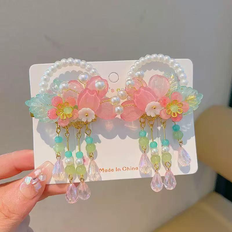 Chinese Style Hanfu Hairpin Set for Girls - Includes Hair Clips, Swaying Tassels, and Butterfly Accessories