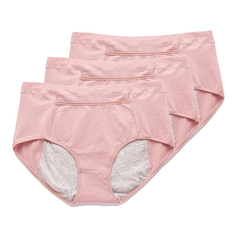 3Pcs Women's Menstrual Underwear Leakproof Briefs Ladies Comfortable High Waist Panties Hygienic Plus Size Pants L-4XL
