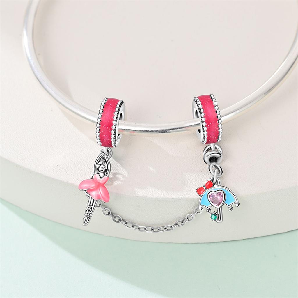 New Copper Flower Heart Bird Leaves Star Safety Chain Beads Bead Fit Bracelet Snake Chain Charms Beaded Women Gift