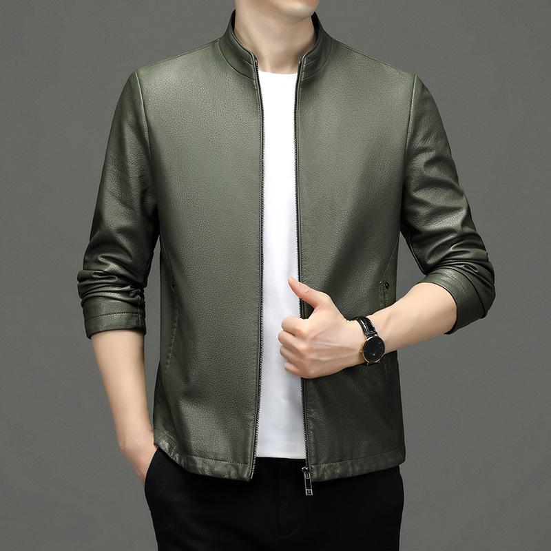 Genuine Leather Jacket for Men, Middle-aged Dad, Sheepskin Jacket, Casual Loose Lapel Coat, Autumn Sheepskin