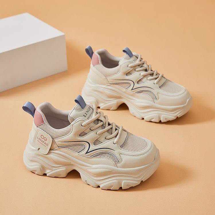 Yang Mi Style Women's Dad Shoes - 2025 Autumn: Thick-Soled, Height-Increasing, Breathable Mesh, Lightweight, Versatile Sneakers