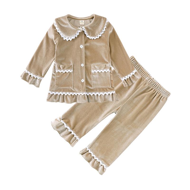 Children's Velvet Homewear for Boys and Girls, Autumn/winter European and American Style Sleepwear for Young Children