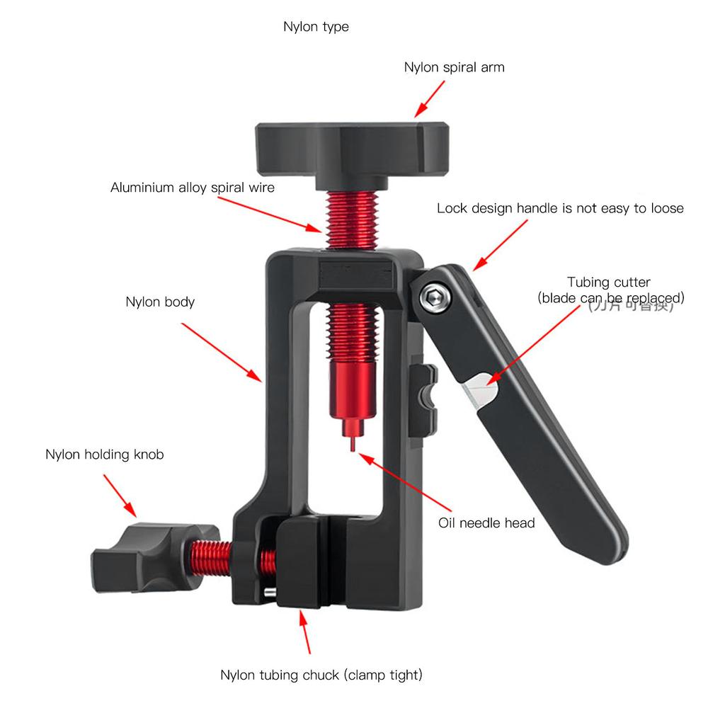 Multifunction Bike Oil Needle Driver Insertion Tool Bicycle Needle Insert with Hose Cutter