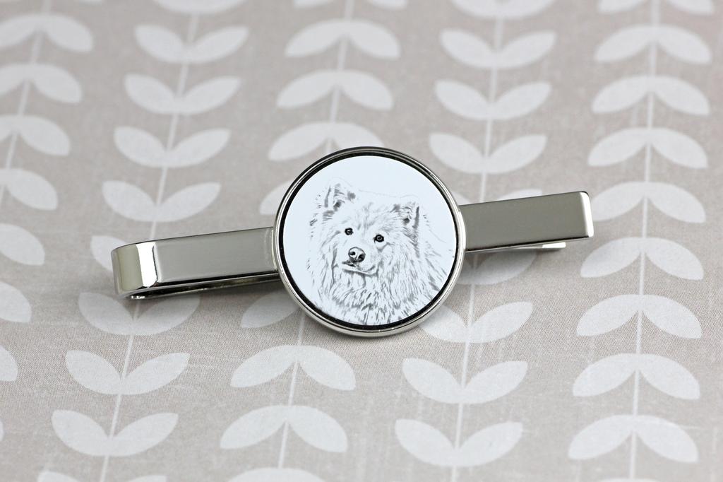 Finnish Lapphund, Finnish Lapponian Dog - tie clip with a dog, personalized tie clip, a unique gift for a man from the Art-Dog brand
