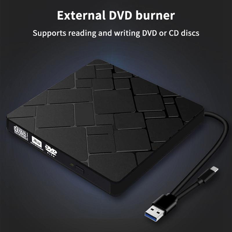 Typec+USB 3.0 Externes Blu-Ray-Laufwerk CD24X High-Speed-Laufwerk Werkzeuge Und Brennschreiber-Adapter DVD CD Extern Multifunktion A3Y9